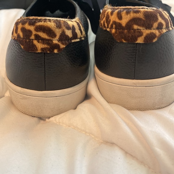 Paige Leather Black and Leopard Print Sneakers 9.5 - Picture 6 of 8